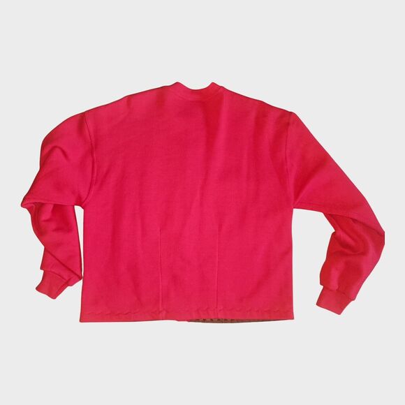 Vintage Lee Heavyweight Pearl Snap Fleece Cardigan Southwest Red Size M - Picture 2 of 10